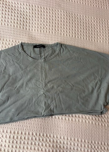 Gri Kısa Kollu Kadın Crop Top