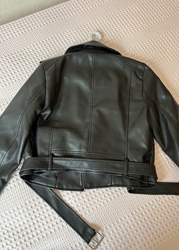 Pull and Bear Siyah Deri Biker Ceket