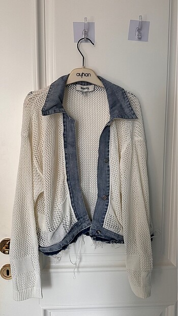 İpekyol File ve Denim Detaylı Hırka