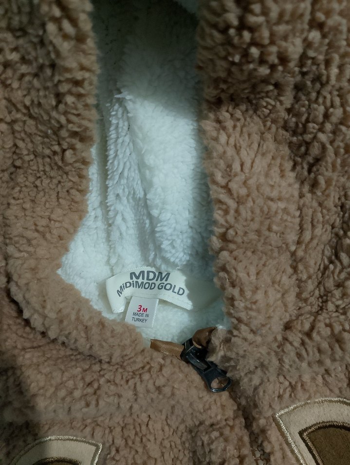 Kahverengi Peluş Bebek Tulumu 3 Aylık - Görsel 2