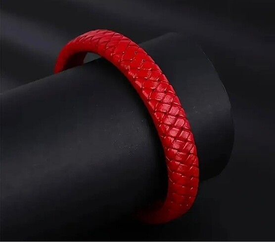 Accessorize Manyetik paslanmaz suni deri çelik bileklik