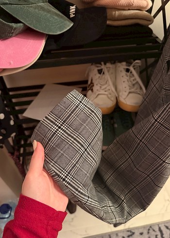 Gri Ekose Desenli Kadın Blazer Ceket - Görsel 4