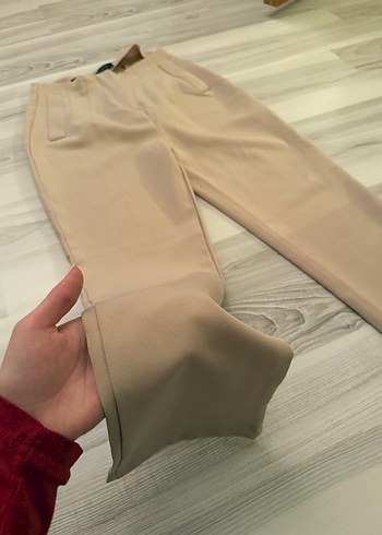 Bej Midi Kumaş Kadın Pantolon - Görsel 2