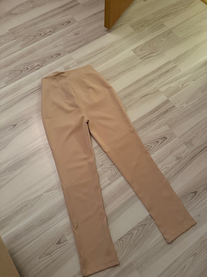 Bej Midi Kumaş Kadın Pantolon - Görsel 3