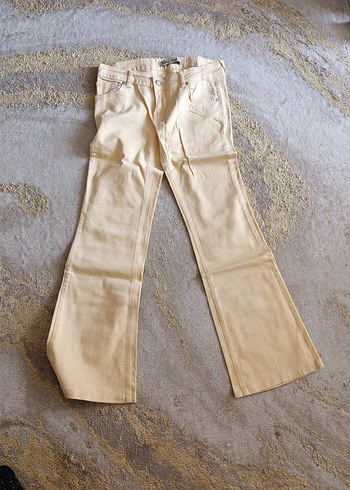 Bej Regular Fit Midi Keten Kadın Pantolon