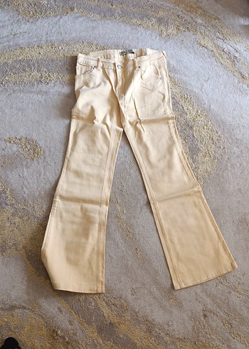 Diğer Bej Regular Fit Midi Keten Kadın Pantolon