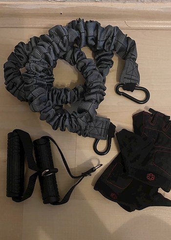 Gri Pilates Bandı ve Egzersiz Eldiveni Seti