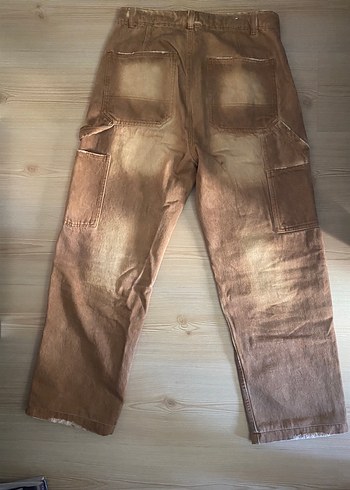 Zara ZARA Erkek Kahverengi Bol Kesim Denim Pantolon