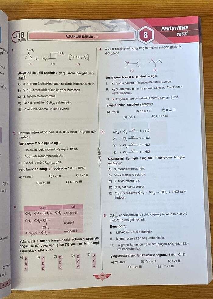 Hız ve Renk Organik Kimya Soru Bankası - Görsel 3
