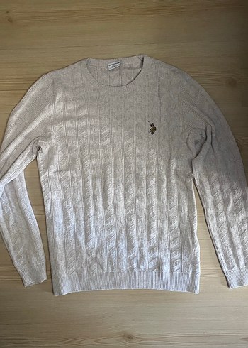 Bej Erkek Triko Kazak, Yuvarlak Yaka, Regular Fit