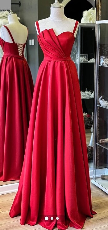 Lenta moda Kırmızı saten kına elbisesi
