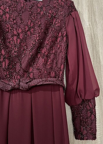 38 Beden Bordo tesettür abiye elbise
