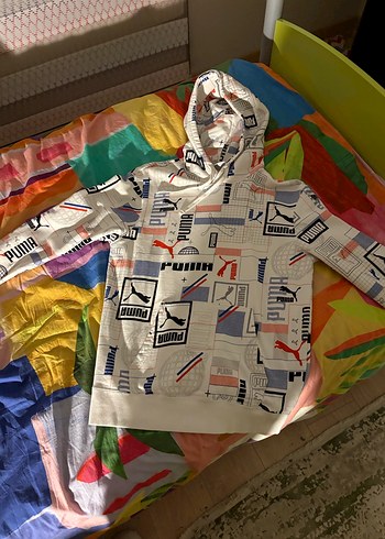 m Beden çeşitli Renk Puma Baskılı Kapüşonlu Kadın Sweatshirt