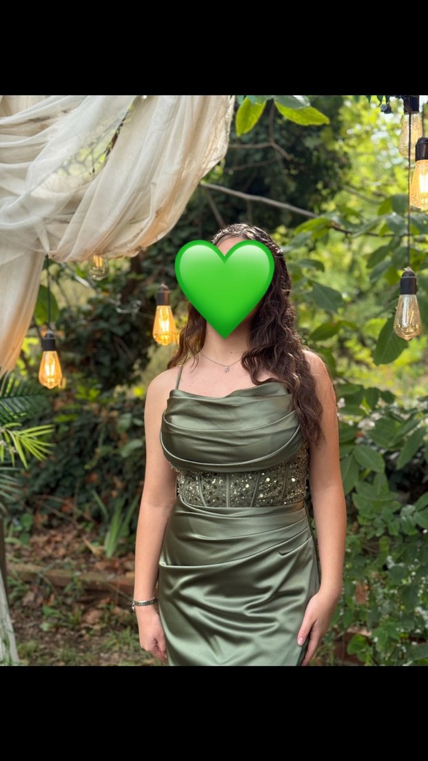 Bohem Drapeli Uzun Yeşil Nişan/Mezuniyet Elbisesi - Görsel 2