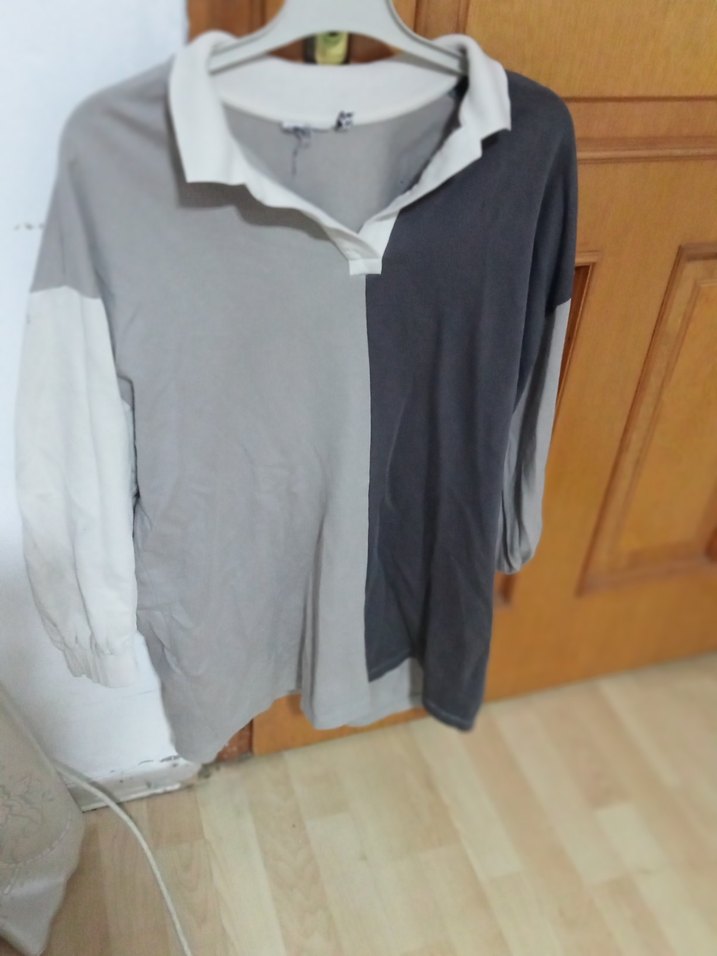 Gri Pamuklu Hamile Gömleği - Görsel 3