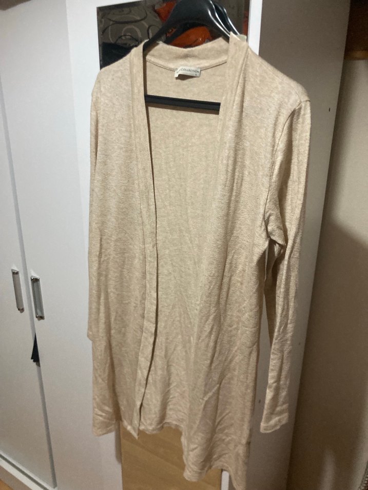 Bej Uzun Kollu Midi Keten Hırka - Görsel 2