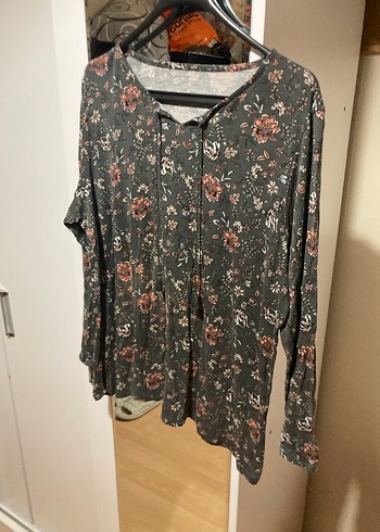 LC Waikiki Gri Bohem Desenli Uzun Kollu Bluz