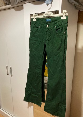 Yeşil Kemerli Kadın Keten Pantolon - Görsel 4