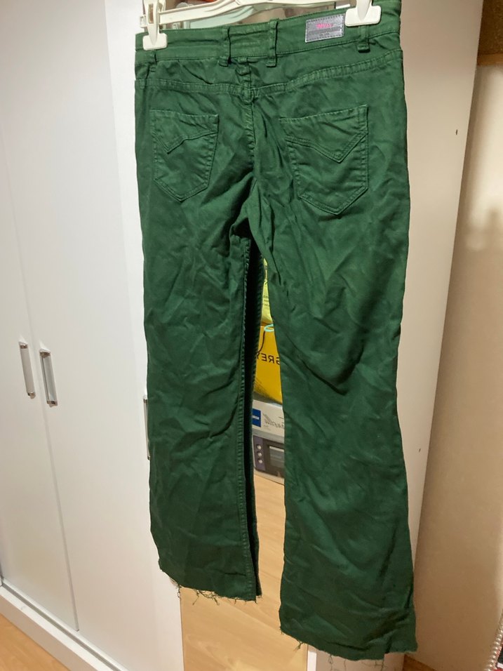 Yeşil Kemerli Kadın Keten Pantolon - Görsel 2