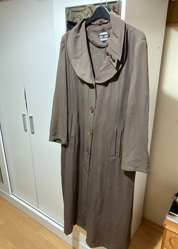 Bej Uzun Keten Kadın Kaban - Görsel 2