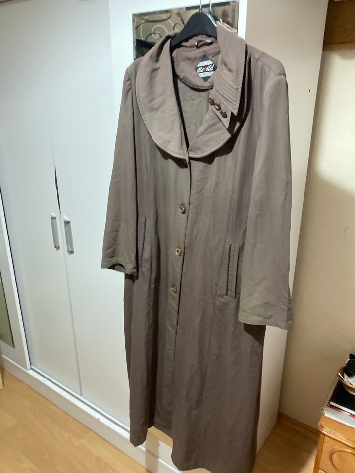 Bej Uzun Keten Kadın Kaban - Görsel 2