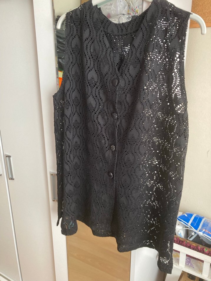 Siyah Örgü Midi Kolsuz yelek - Görsel 2