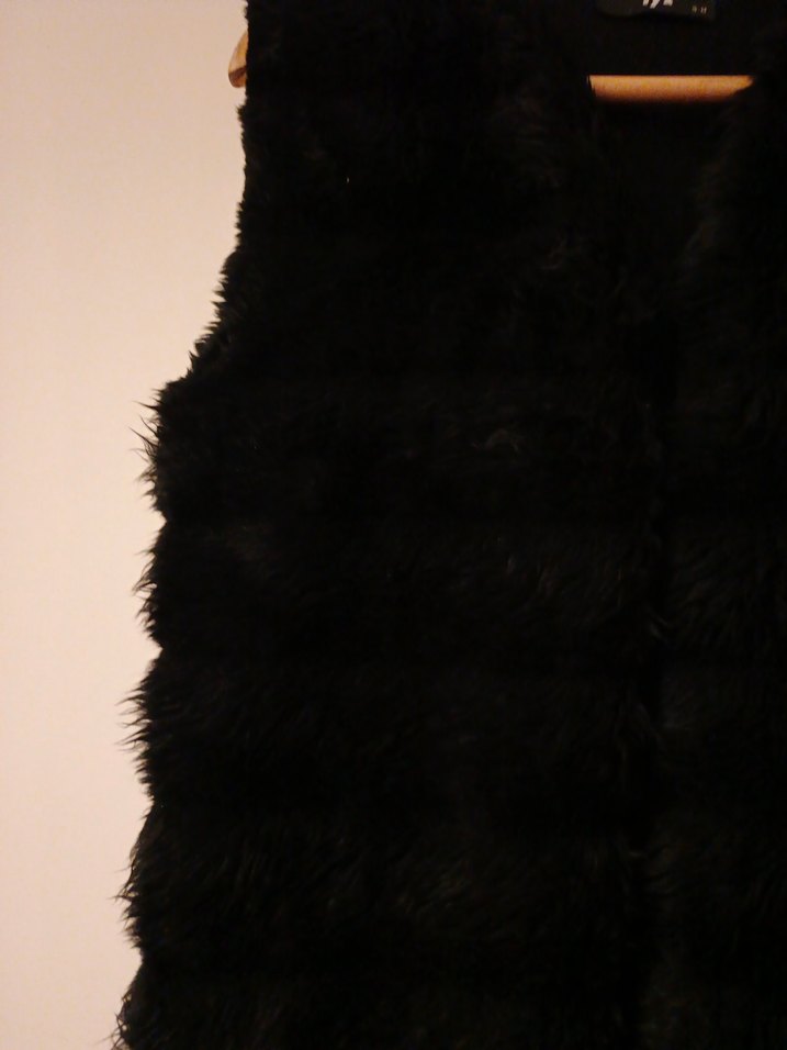 Siyah Uzun Kürklü Kadın Yelek - Görsel 5