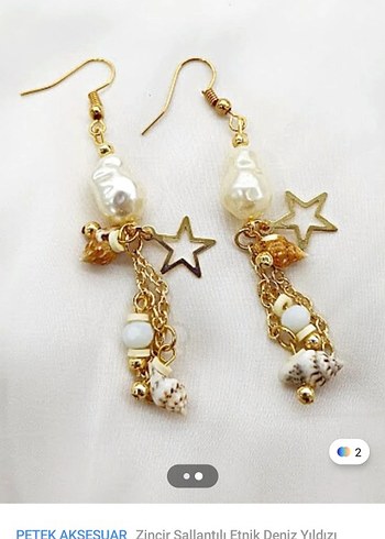 Altın Renkli Etnik Deniz Yıldızı Küpe - Görsel 2