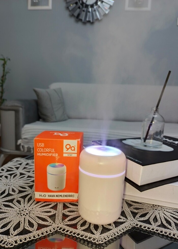 Işıklı Ultrosonik Hava Nemlen USB'li - Görsel 2