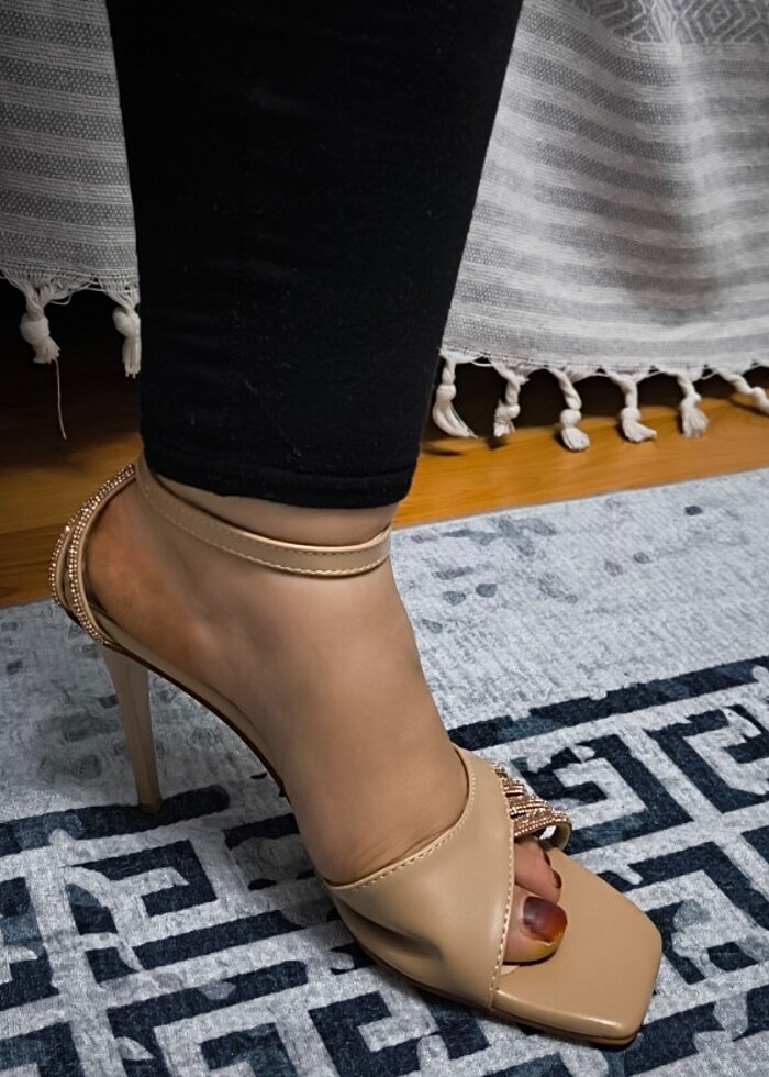 Kadın Flow Vizon Taş Biyeli Topuklu - Görsel 5