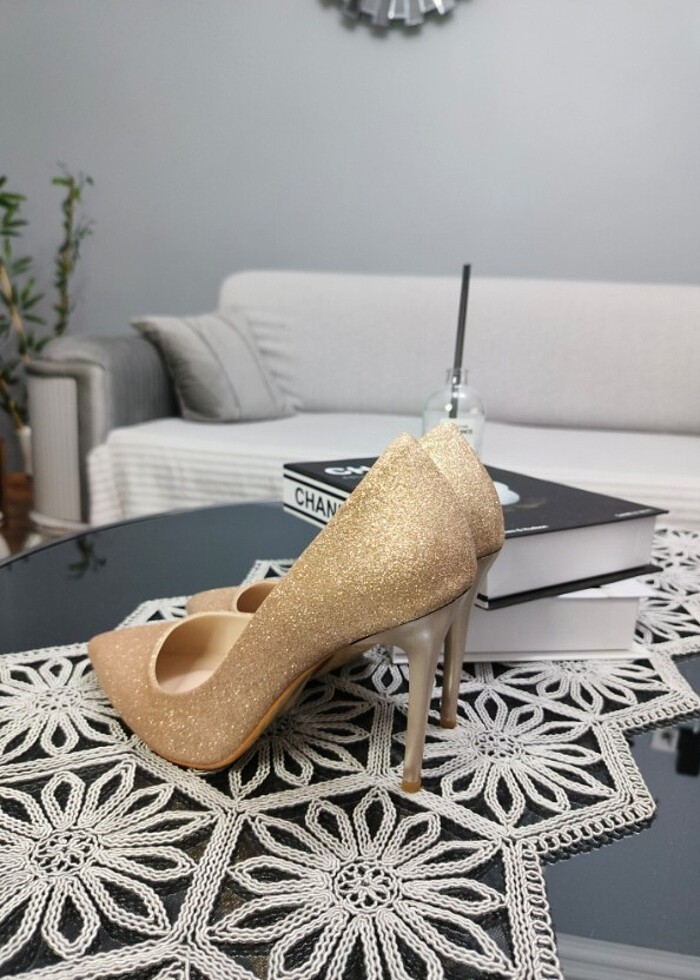 Kadın Stiletto bakır renkli simli topukl - Görsel 2