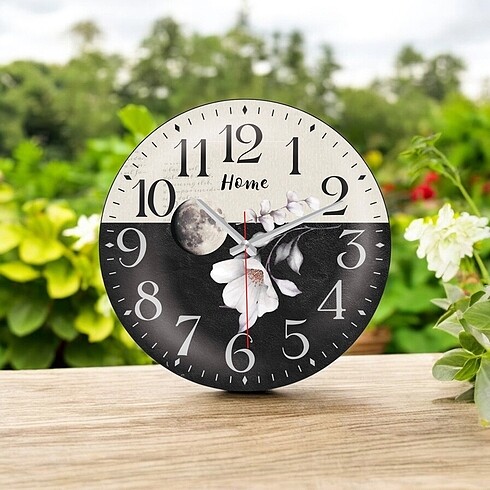 SİYAH KREM BOMBELİ DUVAR SAATİ - Görsel 2