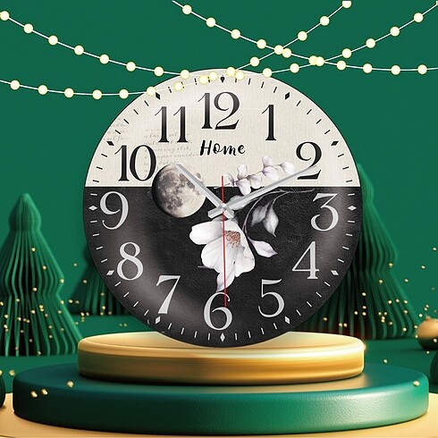 SİYAH KREM BOMBELİ DUVAR SAATİ - Görsel 4