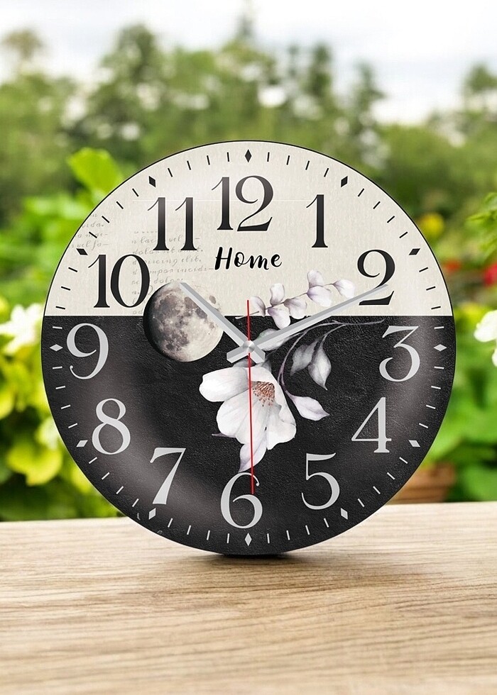 SİYAH KREM BOMBELİ DUVAR SAATİ - Görsel 2