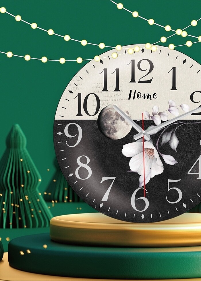 SİYAH KREM BOMBELİ DUVAR SAATİ - Görsel 4