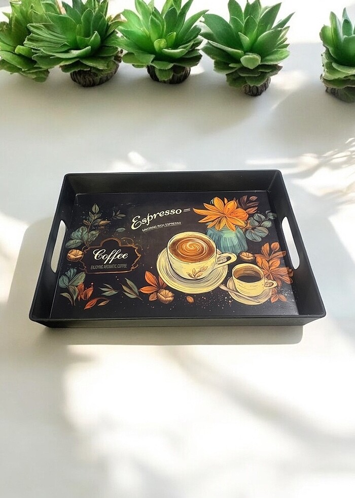 SİYAH RENK ORTABOY SERVİS TEPSİSİ - Görsel 2