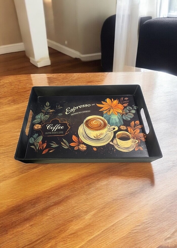 SİYAH RENK ORTABOY SERVİS TEPSİSİ - Görsel 3