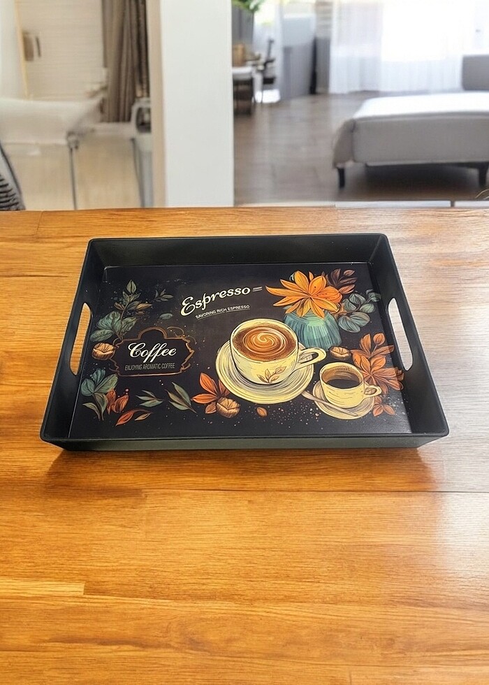 SİYAH RENK ORTABOY SERVİS TEPSİSİ - Görsel 4