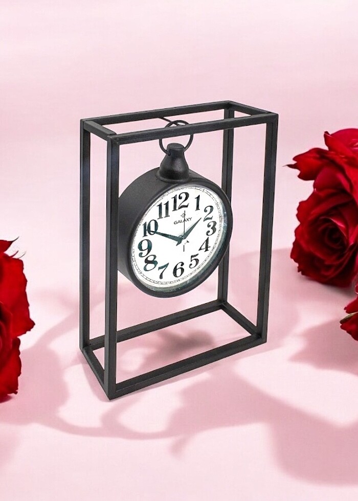 Metal siyah duvar saati - Görsel 3