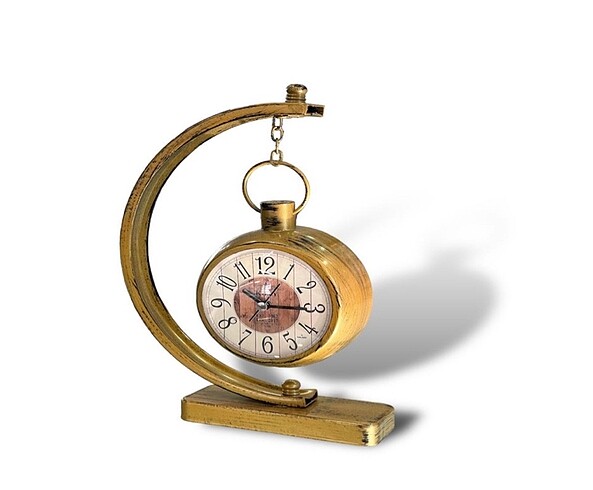 Gold metal masa saati - Görsel 6