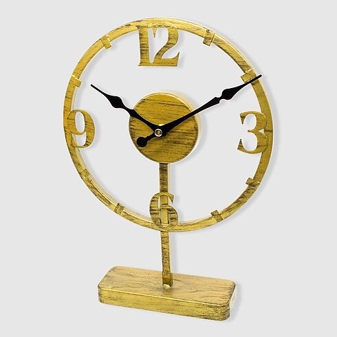 Gold metal masa saati - Görsel 5