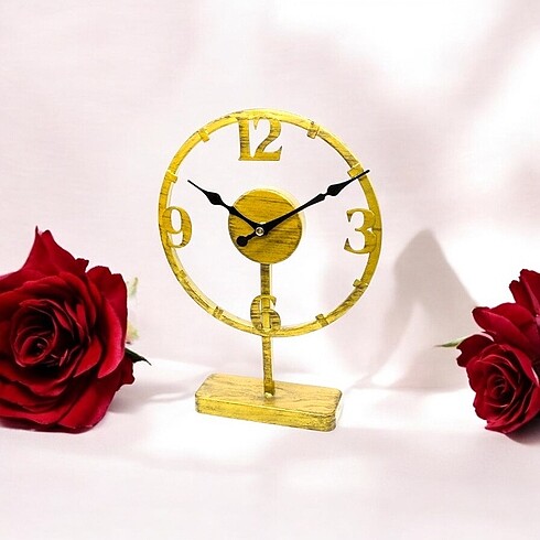 Gold metal masa saati - Görsel 6