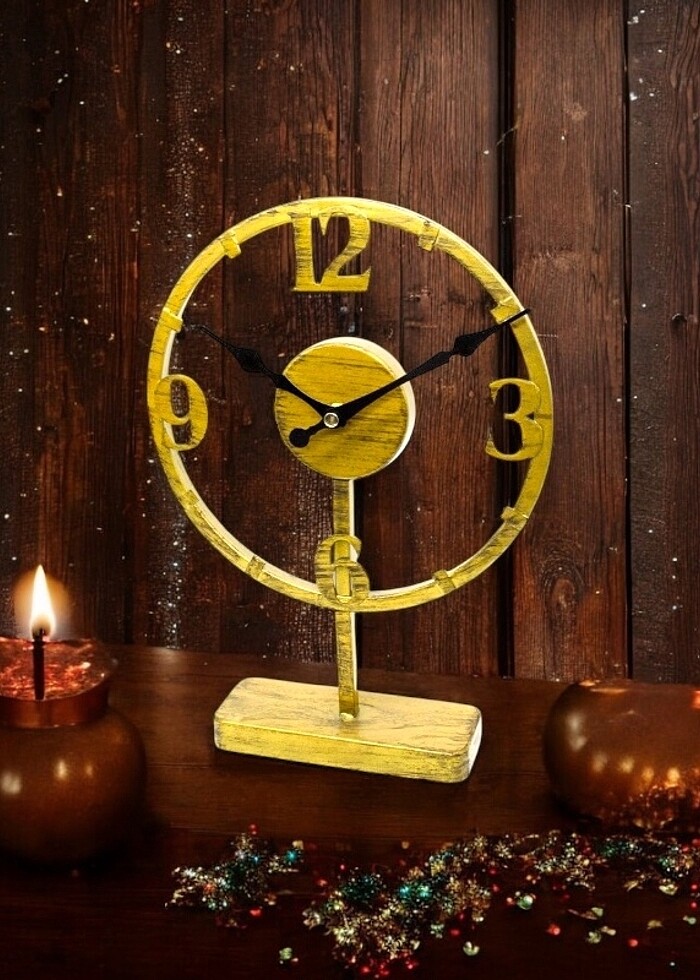 Gold metal masa saati - Görsel 3