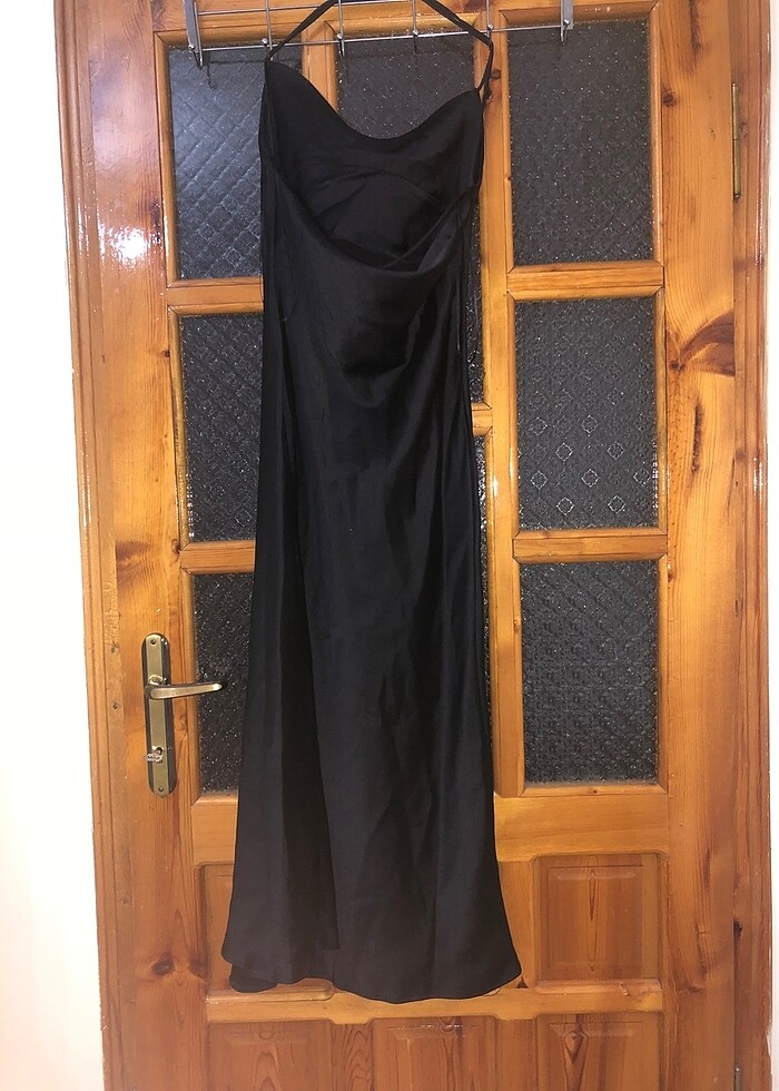 Siyah saten elbise - Görsel 2
