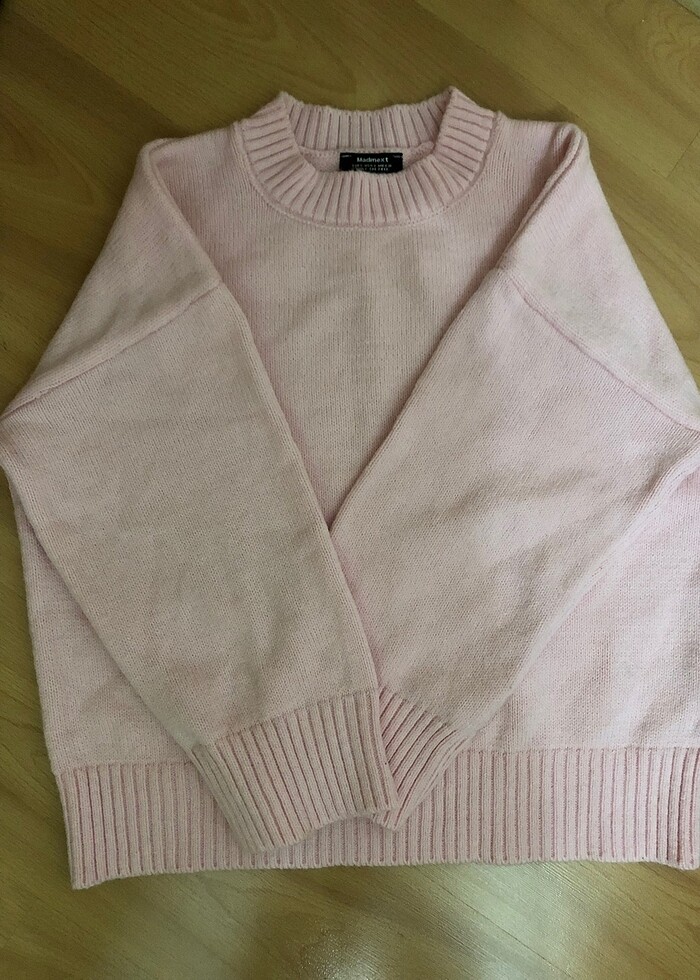 Bol kesim pembe kazak - Görsel 2