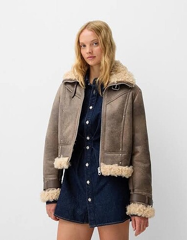 Bershka çift yüzlü suni kürklü ceket