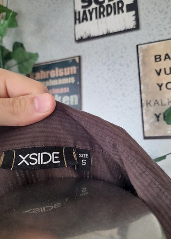 Düğmeli Kahverengi Keten Kadın Gömlek - Görsel 5