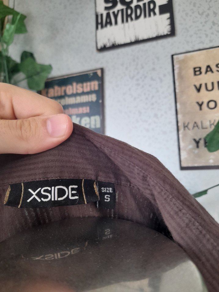 Düğmeli Kahverengi Keten Kadın Gömlek - Görsel 5