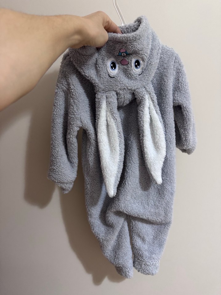 Gri Peluş Erkek Bebek Tulumu marka:bebesev 2-3yaş - Görsel 2