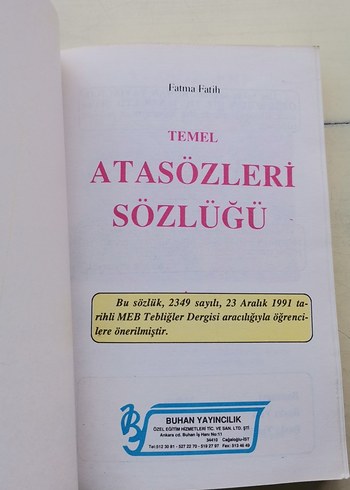 Beden Temel Atasözleri Sözlüğü - Fatma Fatih